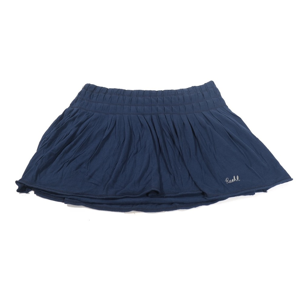 Ruehl No. 925 Mini Skirt Womens Medium Blue Y2K Smocked Pleated Jersey Skater